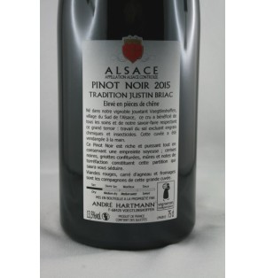 JUSTIN BRIAC 75CL  2012  13.5pourcent -PINOT NOIR-  DOMAINE HARTMANN