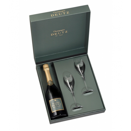 COFFRET 1 BOUTEILLE CHAMPAGNE DEUTZ BRUT CLASSIC+2 FLUTES