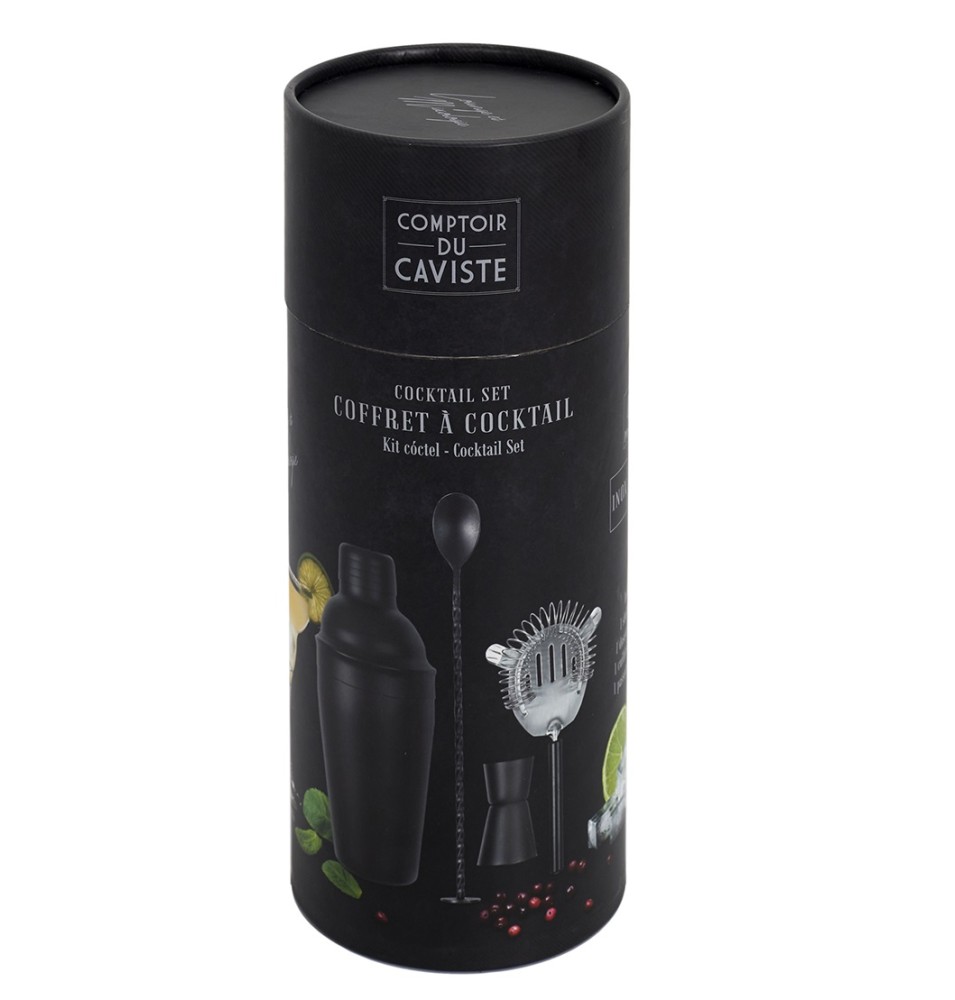 SET A COCKTAIL NOIR (4 PIECES)- en TUBE CADEAU