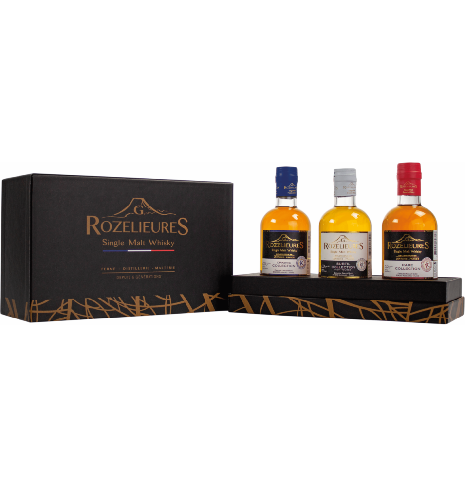 COFFRET GLORIFIER ROZELIEURES 3X20CL-40%ALC- WHISKY FRANCAIS