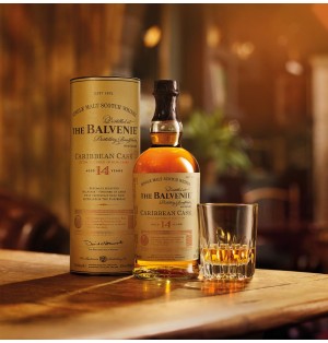 BALVENIE "CARIBBEAN CASK" 14 ANS 43% Alc./Vol.-70CL + 2 VERRES COFFRET