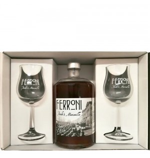 COFFRET RHUM AMBRE FERRONI 70CL+2VERRES-40%ALC./VOL-FERRONI